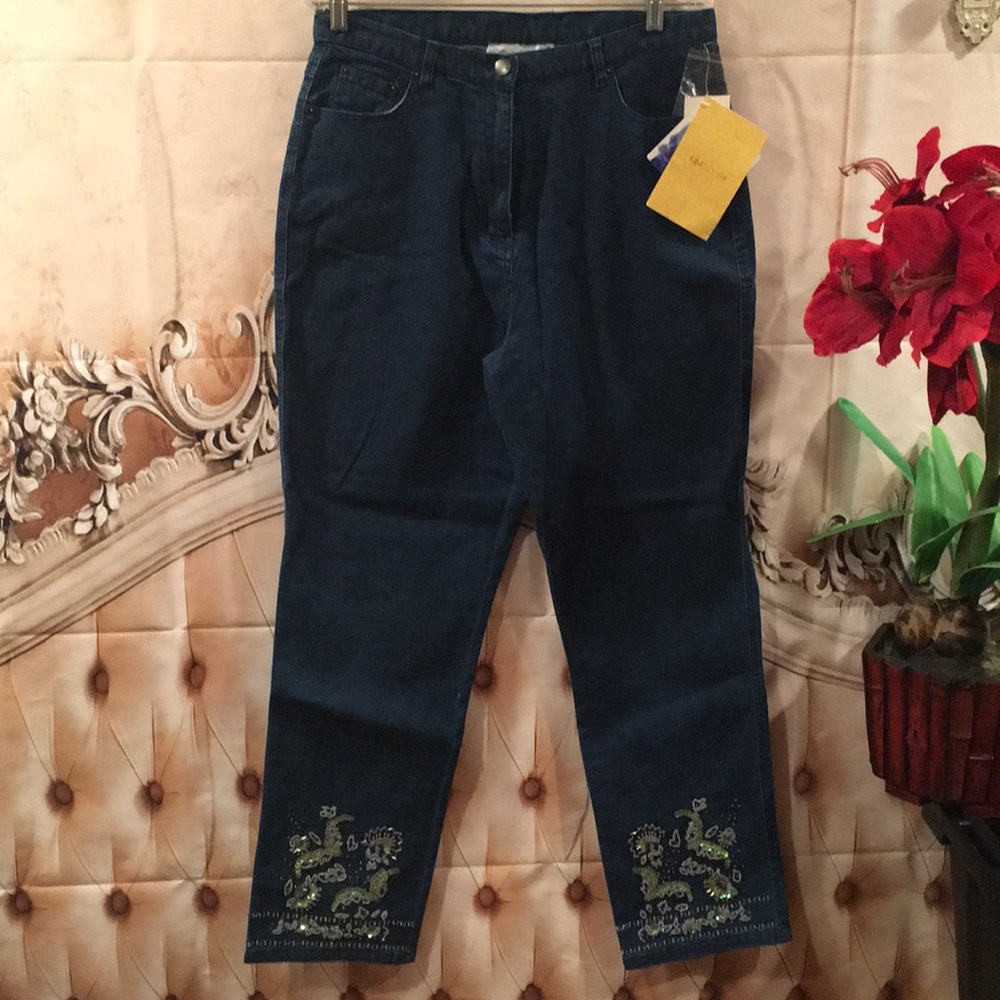 NWT Bedazzled Jeans Susan Graver 16 Sequins L@@K💋